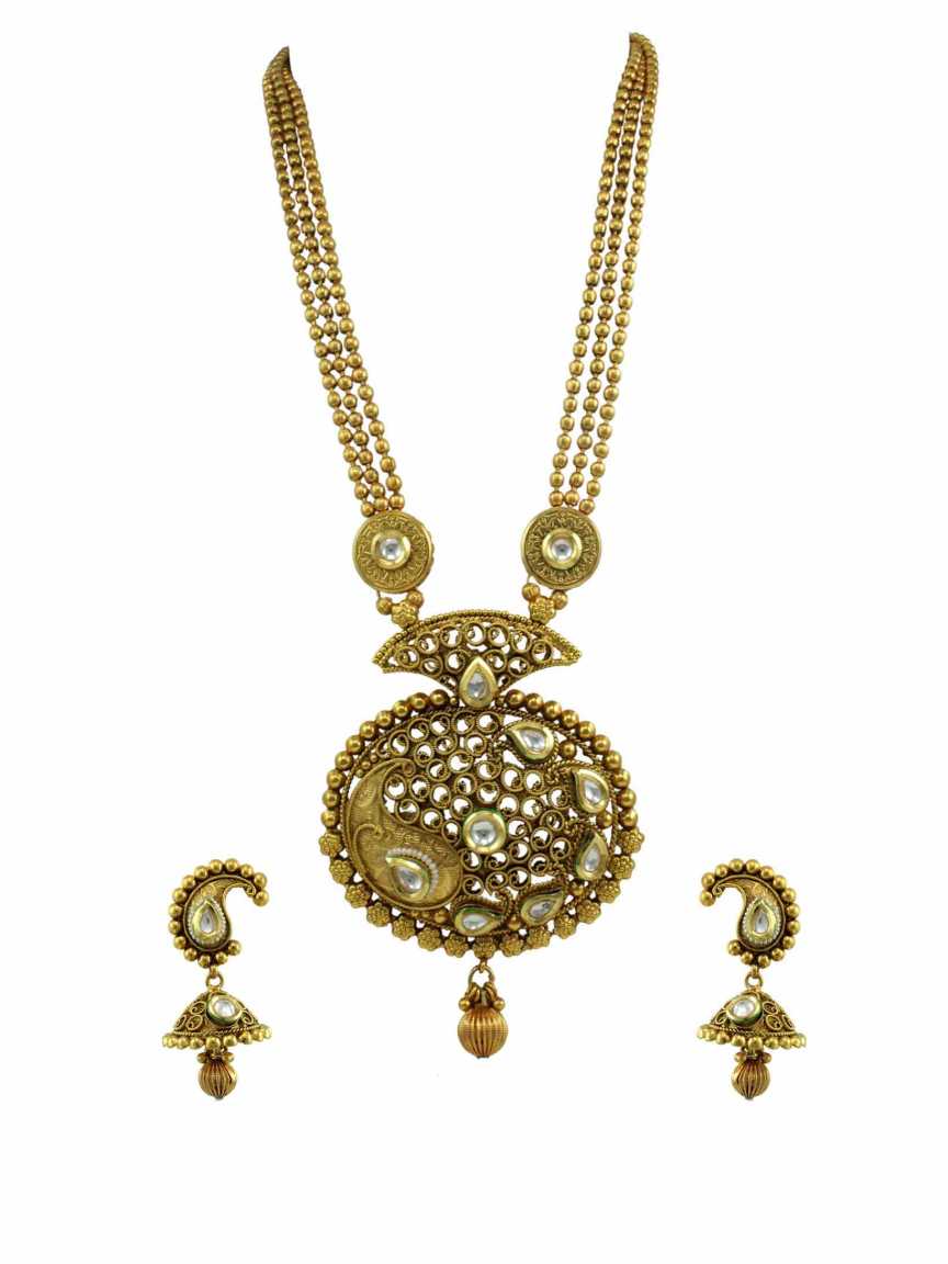 LONG NECKLACE SET WITH PENDANT in GOLD Style | Design - 10741