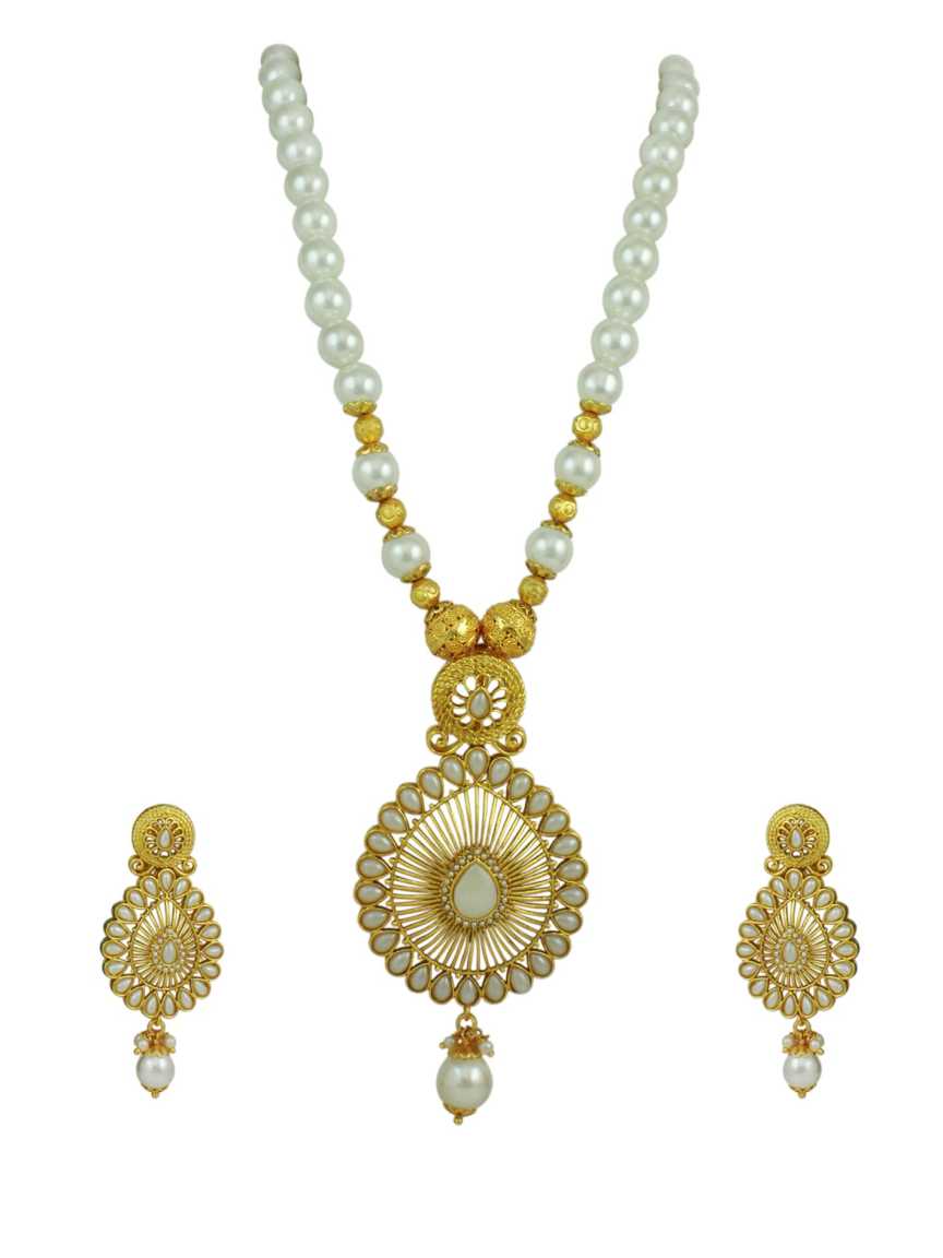 LONG NECKLACE SET WITH PENDANT in TRADITIONAL RAJWADI Style | Design - 11090