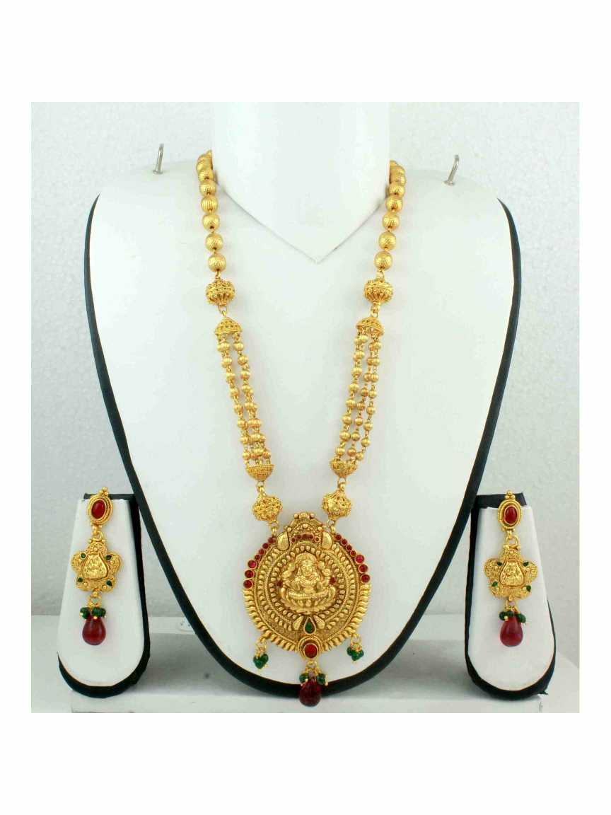 LONG NECKLACE SET WITH PENDANT in TEMPLE Style | Design - 10817