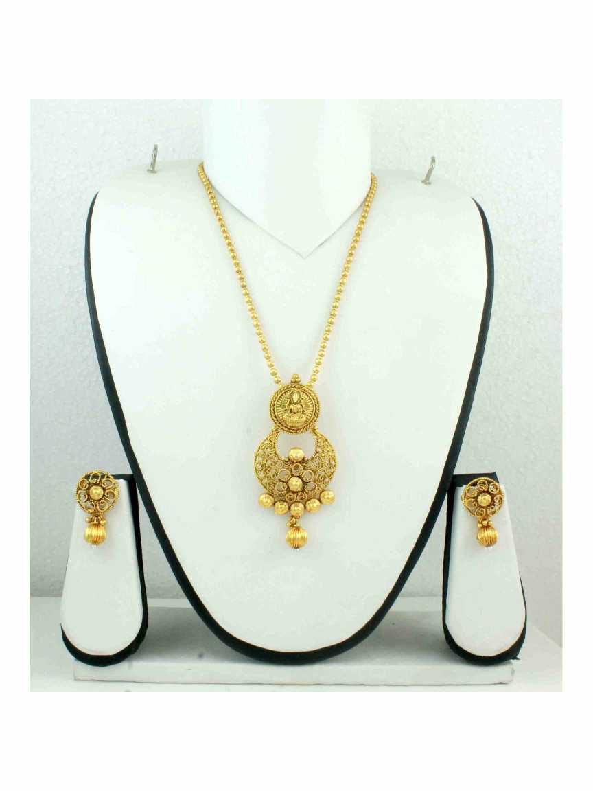 LONG NECKLACE SET WITH PENDANT in TEMPLE Style | Design - 10819