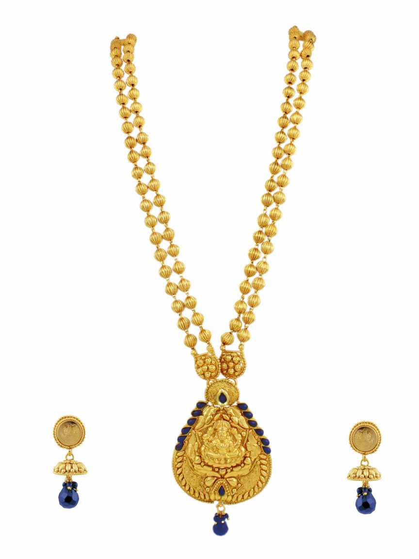 LONG NECKLACE SET WITH PENDANT in TEMPLE Style | Design - 10820