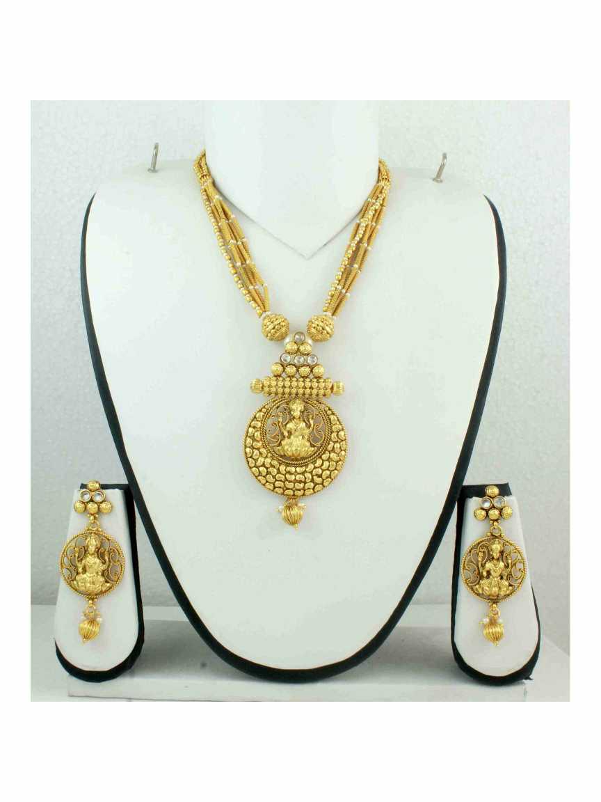 LONG NECKLACE SET WITH PENDANT in TEMPLE Style | Design - 10821