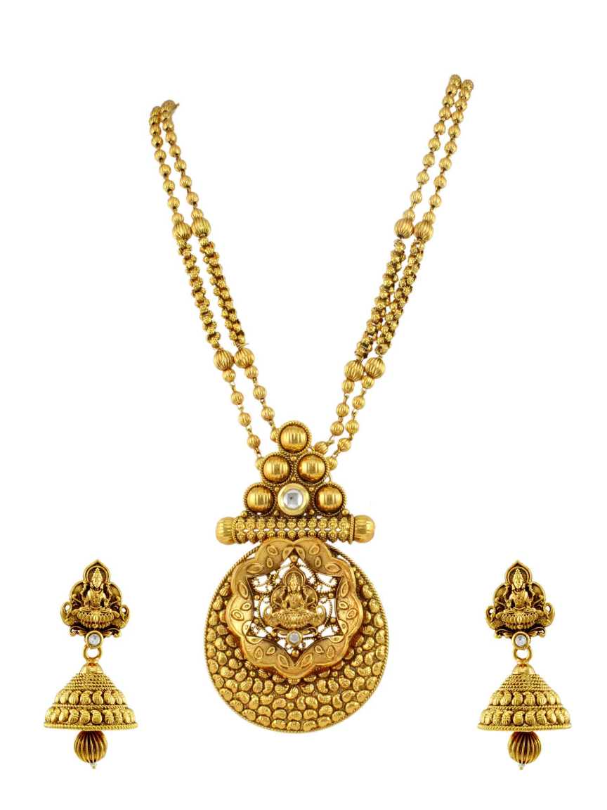 LONG NECKLACE SET WITH PENDANT in TEMPLE Style | Design - 10822