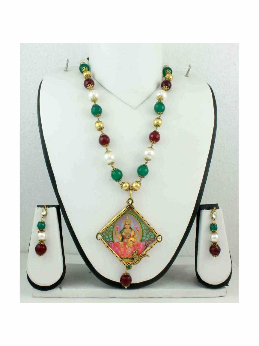 LONG NECKLACE SET WITH PENDANT in TEMPLE Style | Design - 10894