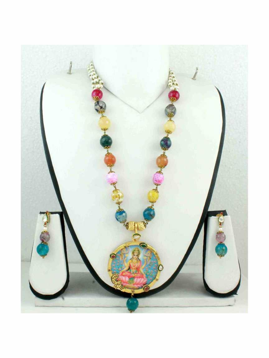 LONG NECKLACE SET WITH PENDANT in TEMPLE Style | Design - 10897