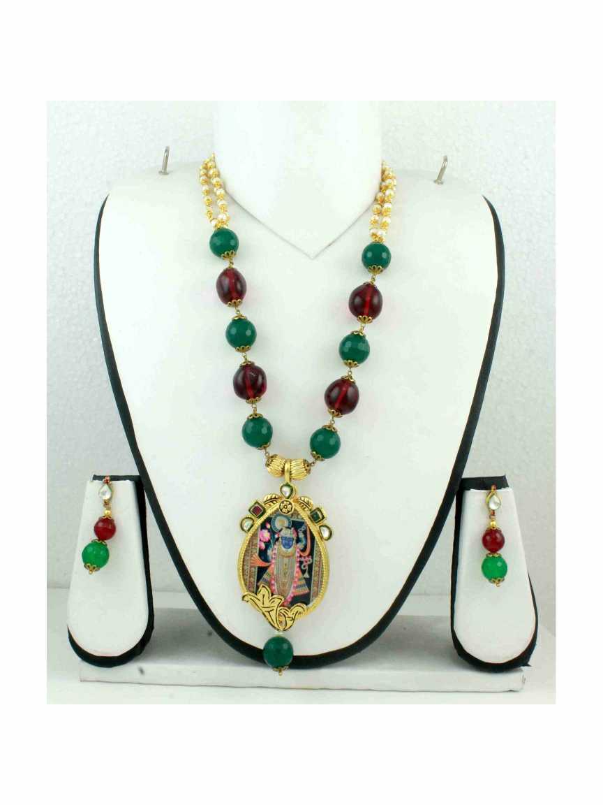 LONG NECKLACE SET WITH PENDANT in TEMPLE Style | Design - 10901