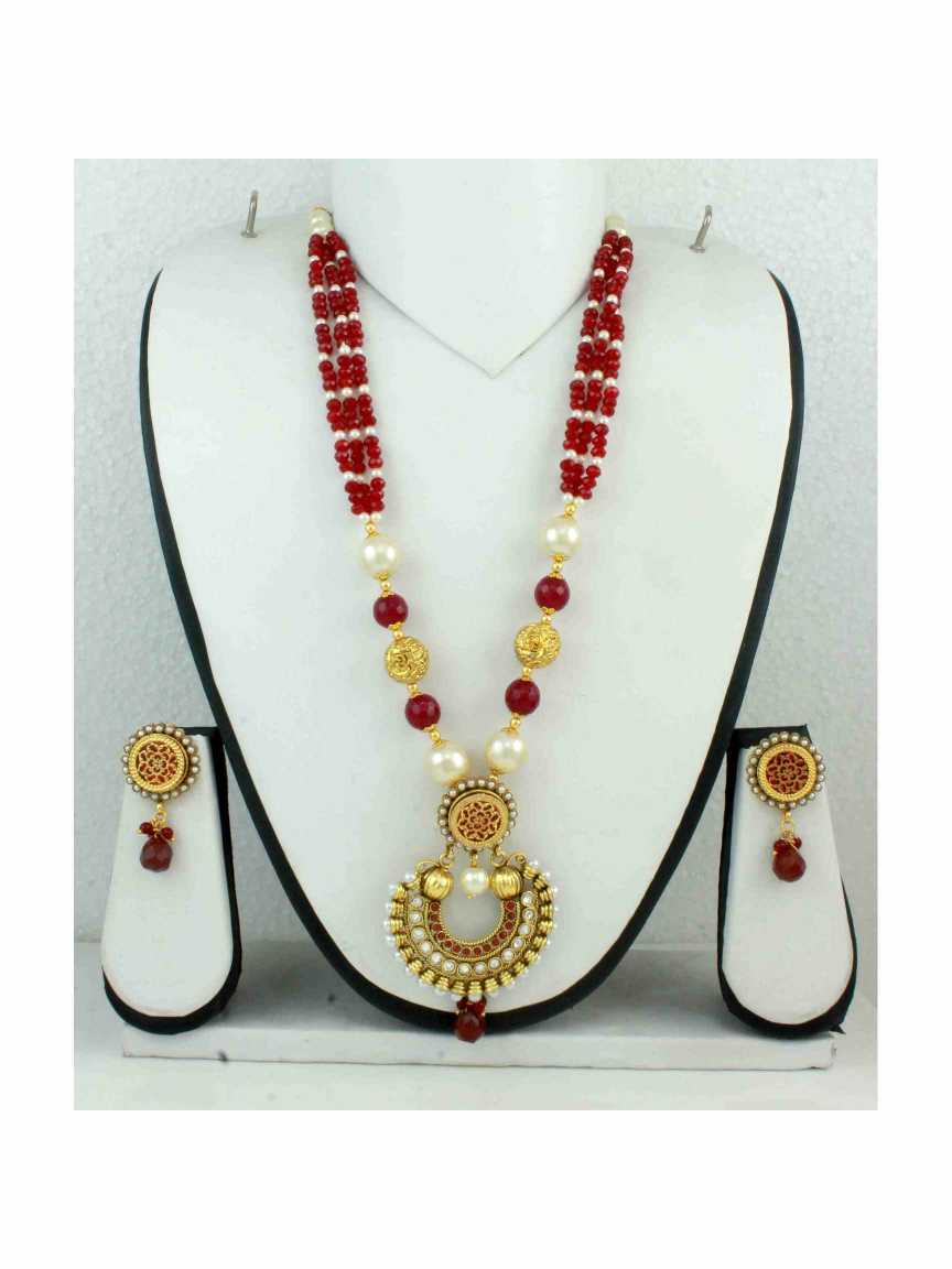 LONG NECKLACE SET WITH PENDANT in THEVA WORK Style | Design - 10929