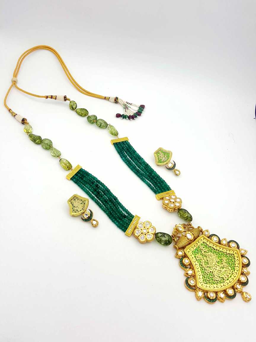 LONG NECKLACE SET WITH PENDANT in THEVA WORK Style | Design - 18811