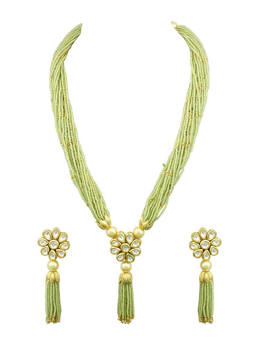 LONG NECKLACE SET WITH PENDANT in VILANDI KUNDAN Style | Design - 16660