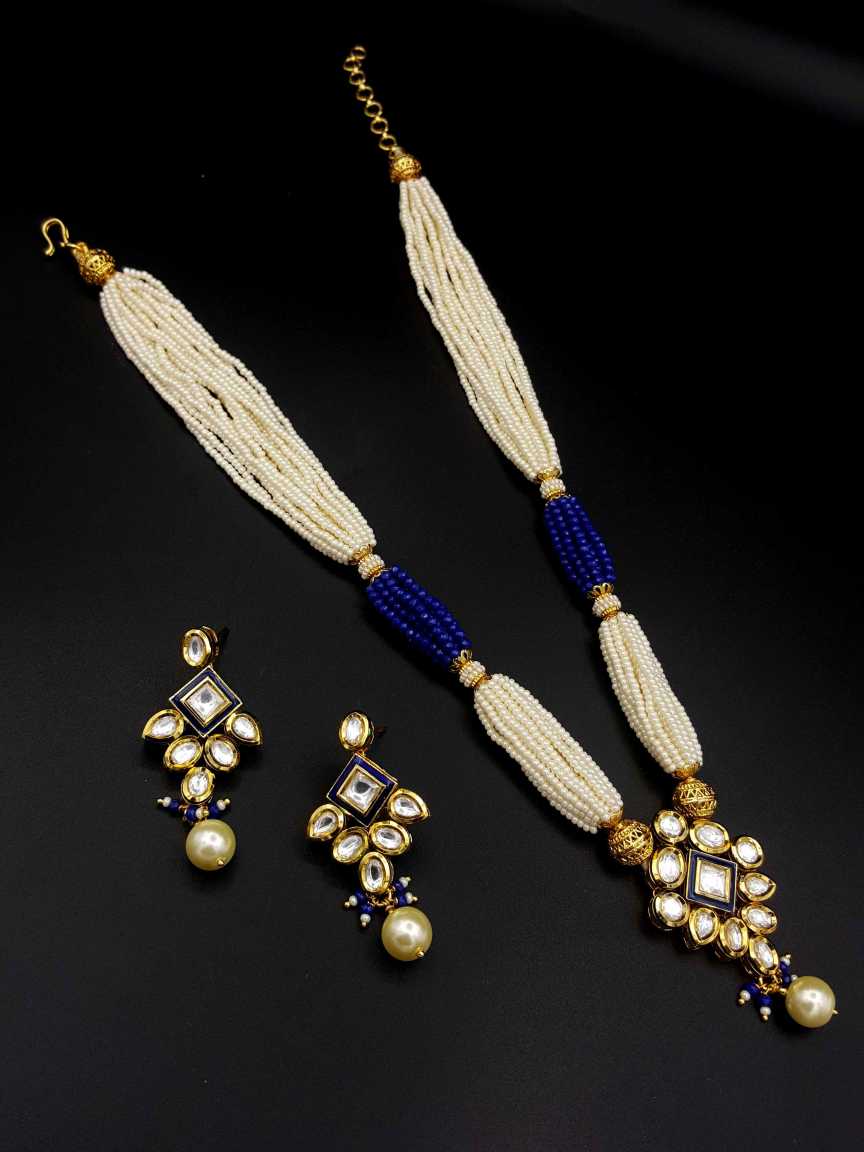 LONG NECKLACE SET WITH PENDANT in VILANDI KUNDAN Style | Design - 18567