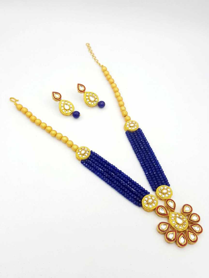 LONG NECKLACE SET WITH PENDANT in VILANDI KUNDAN Style | Design - 18836