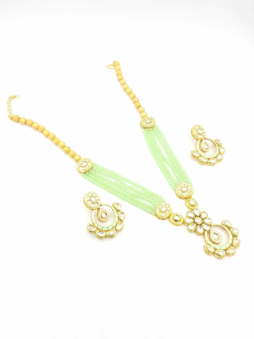 LONG NECKLACE SET WITH PENDANT in VILANDI KUNDAN Style | Design - 19769