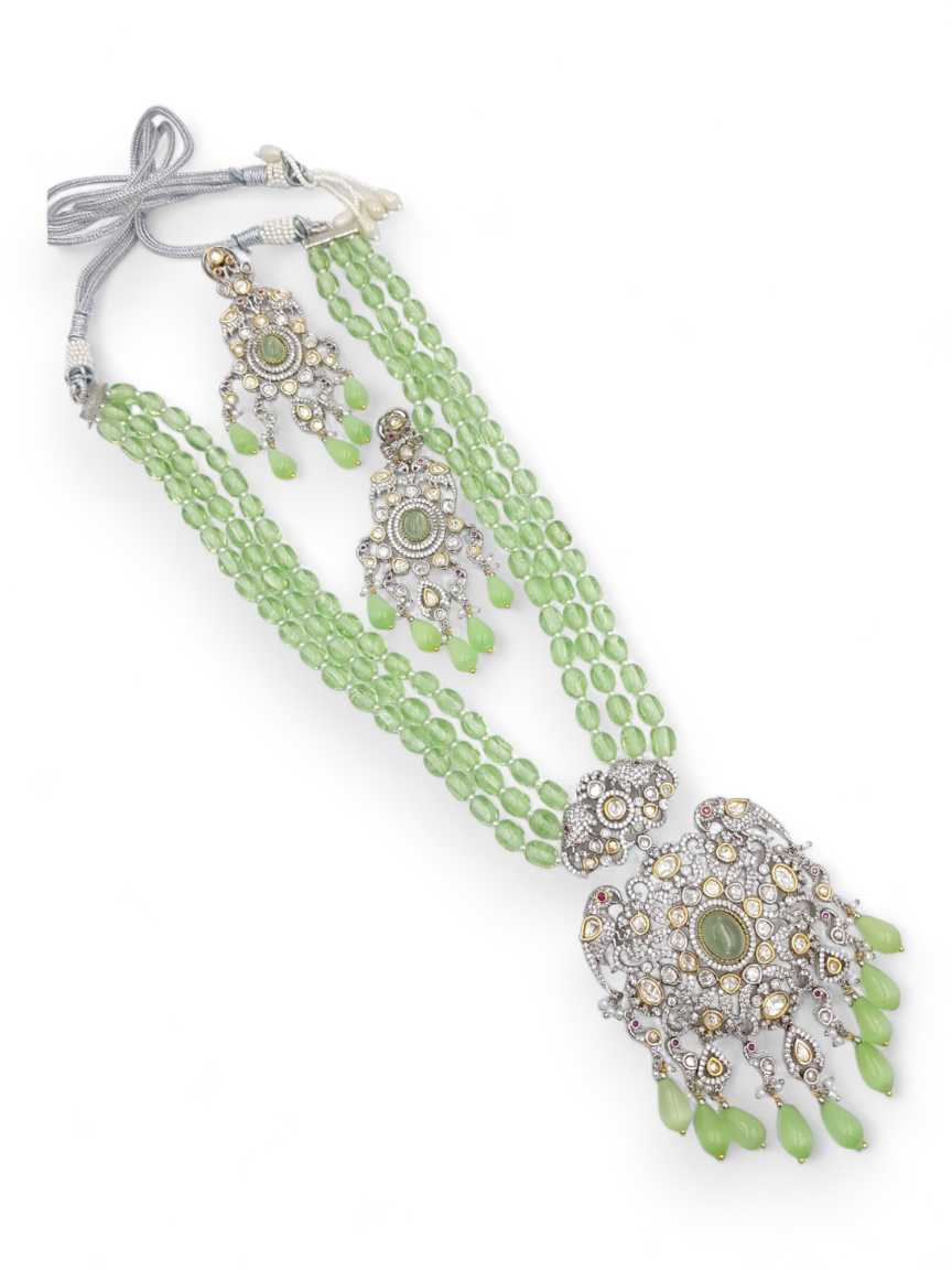 LONG NECKLACE SET WITH PENDANT in VILANDI KUNDAN Style | Design - 21861