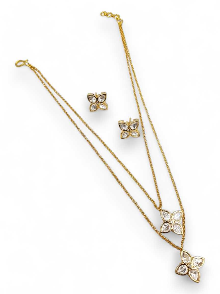 LONG NECKLACE SET WITH PENDANT in VILANDI KUNDAN Style | Design - 22542