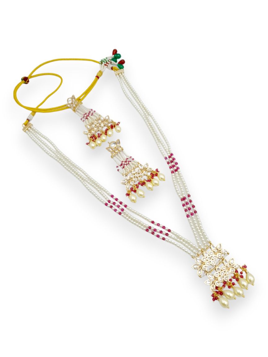 LONG NECKLACE SET WITH PENDANT IN VILANDI KUNDAN STYLE | DESIGN - 23185