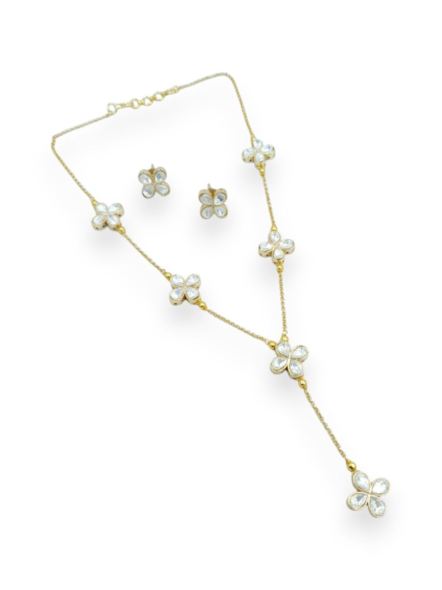 LONG NECKLACE SET WITH PENDANT IN VILANDI KUNDAN STYLE | DESIGN - 23624