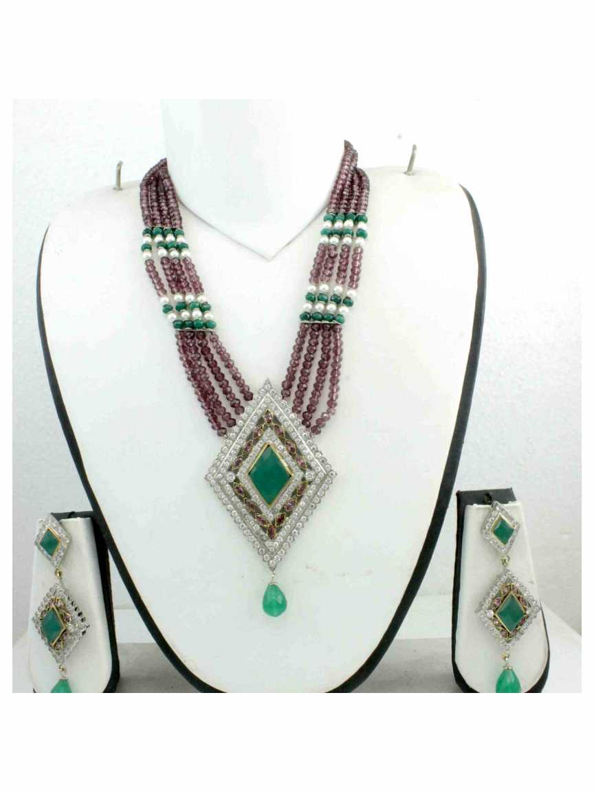 LONG NECKLACE SET WITH PENDANT in ANTIQUE VICTORIAN Style | Design - 12926