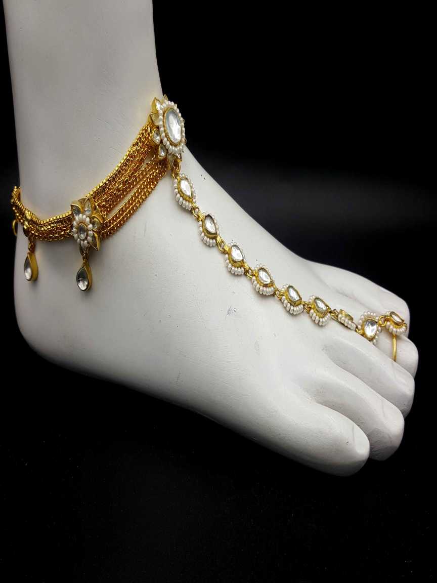PAYAL ANKLET WITH TOE RING in JADAU KUNDAN Style | Design - 19835
