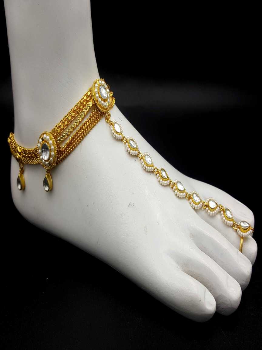 PAYAL ANKLET WITH TOE RING in JADAU KUNDAN Style | Design - 19836