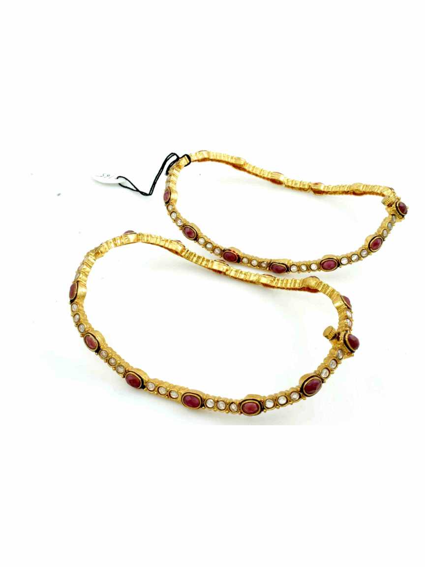 PAYAL ANKLET in CHECKERED POLKI Style | Design - 11851