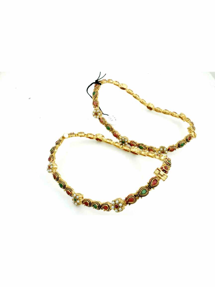 PAYAL ANKLET in CHECKERED POLKI Style | Design - 11860