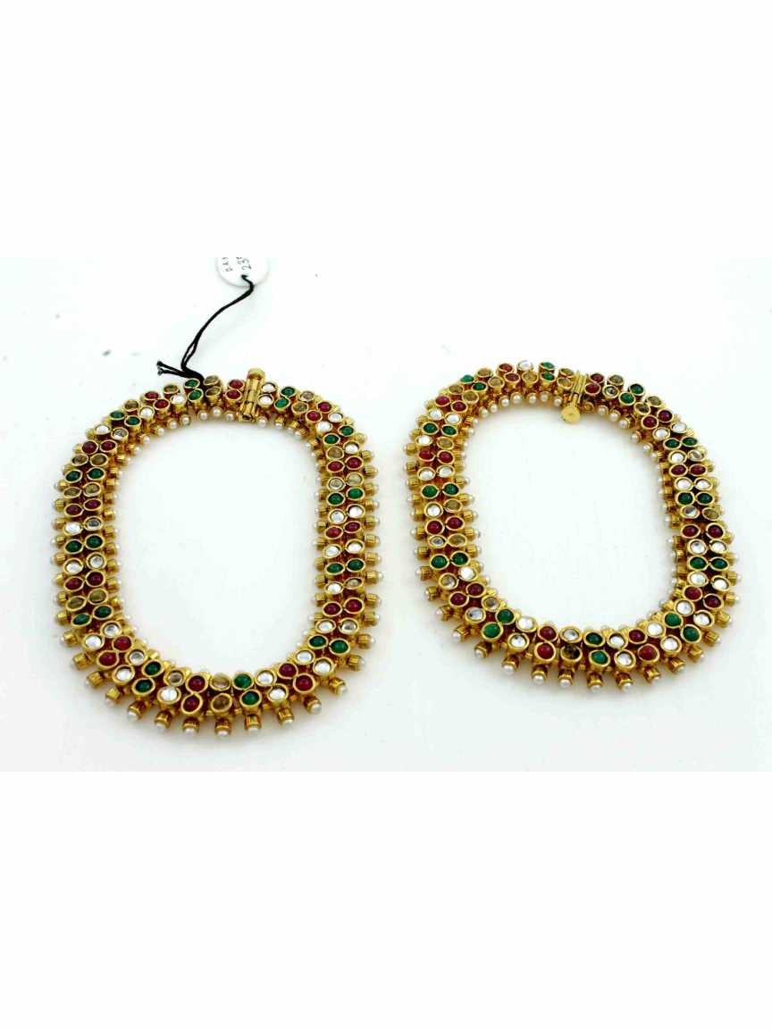 PAYAL ANKLET in CHECKERED POLKI Style | Design - 11877