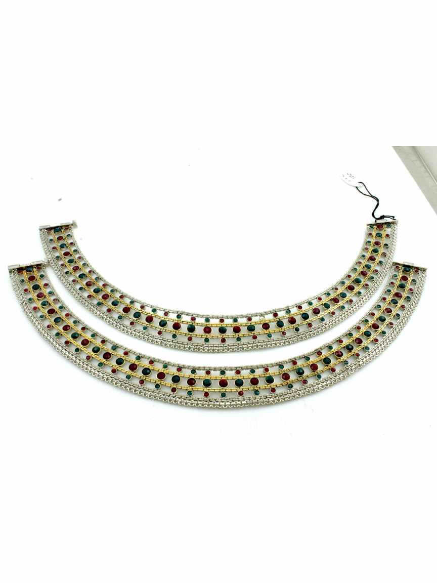 PAYAL ANKLET in CHECKERED POLKI Style | Design - 11920