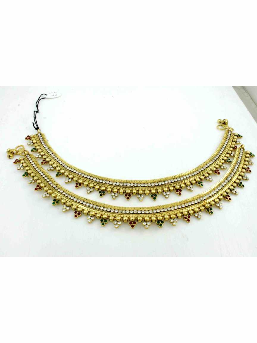 PAYAL ANKLET in CHECKERED POLKI Style | Design - 11921