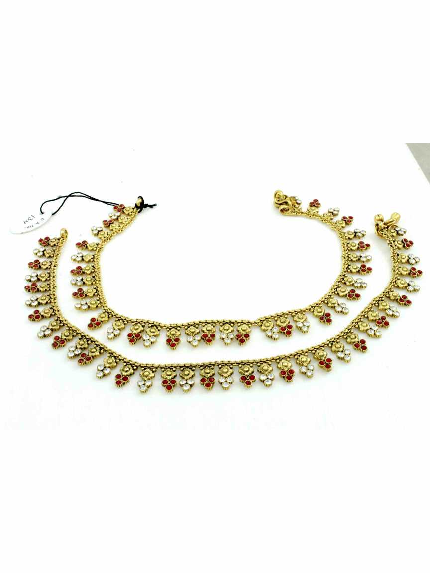 PAYAL ANKLET in CHECKERED POLKI Style | Design - 11928