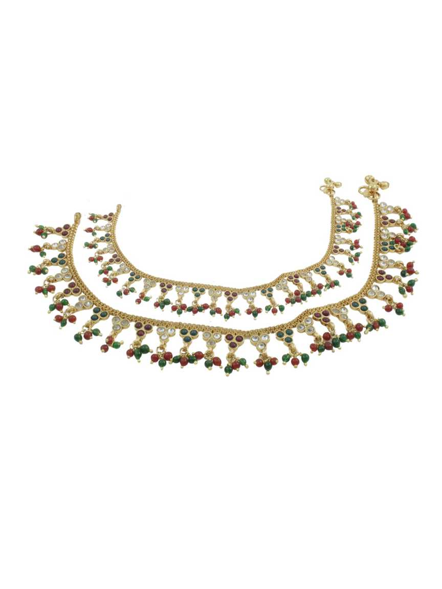 PAYAL ANKLET in CHECKERED POLKI Style | Design - 11930