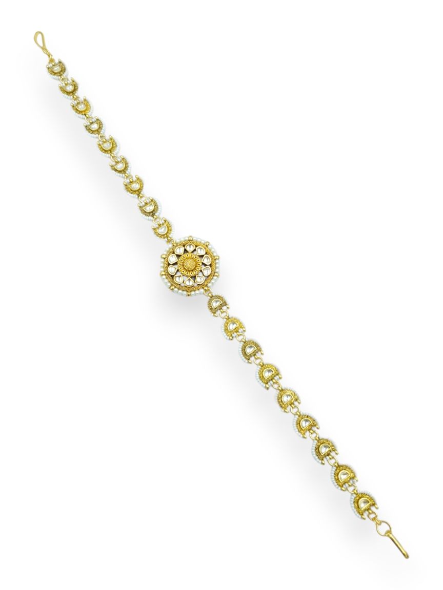 SHEESH PATTI HAIR BAND IN JADAU KUNDAN STYLE | DESIGN - 23485