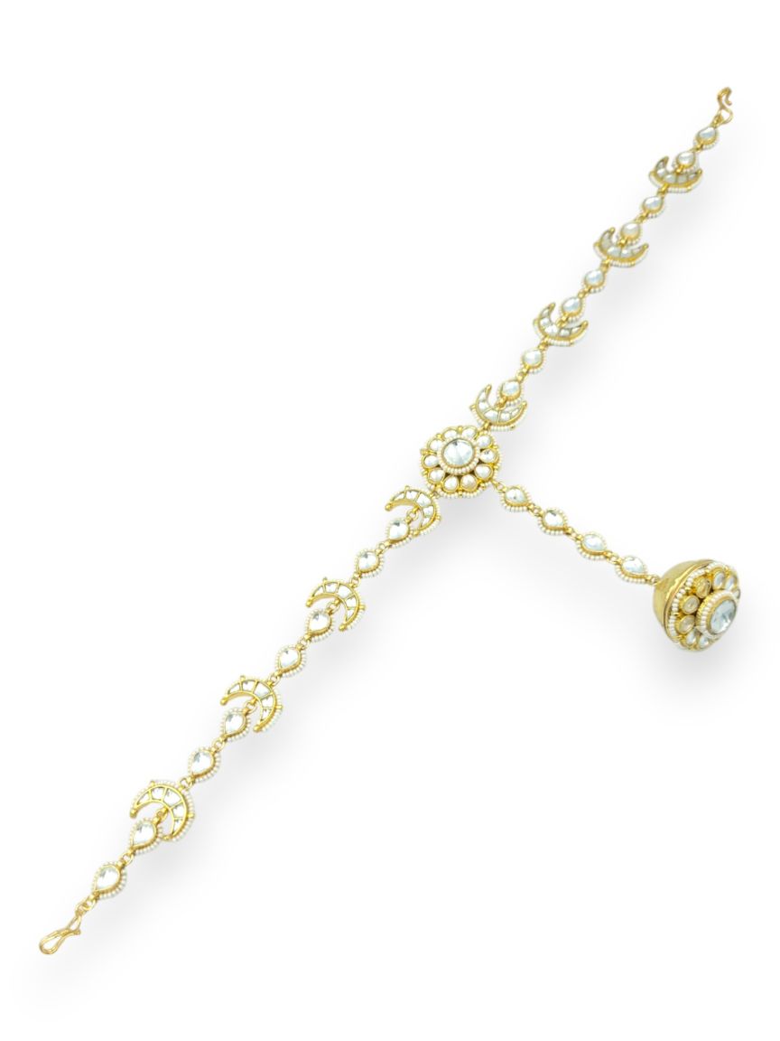 SHEESH PATTI HAIR BAND IN JADAU KUNDAN STYLE | DESIGN - 23932